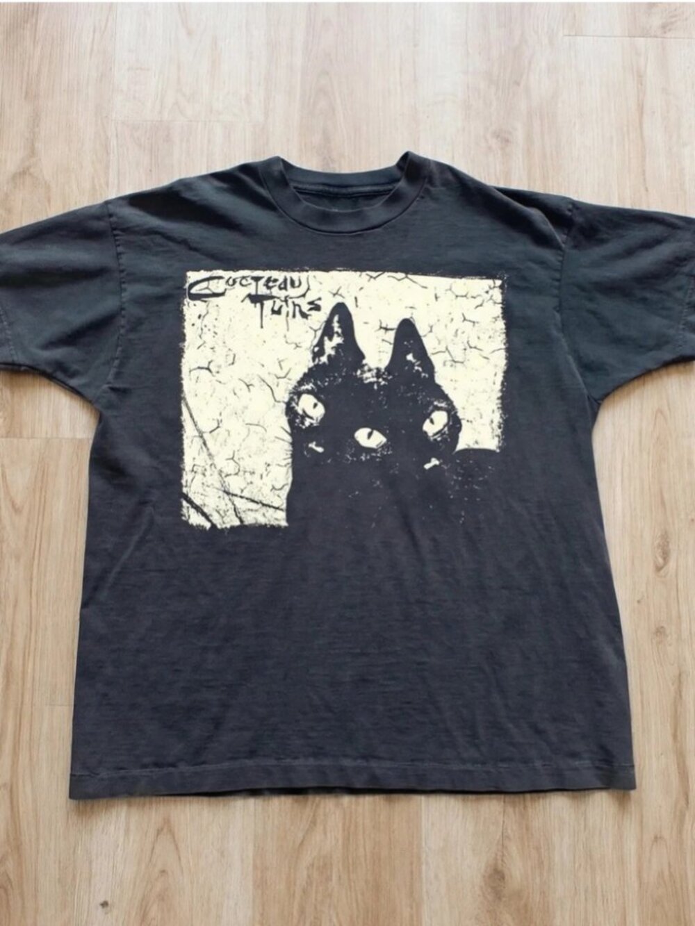 Cocteau Twins T-Shirt Two Black Cats Dream Pop Faded Black Tee
